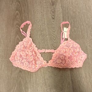 aerie Pink Floral Lace Bralette